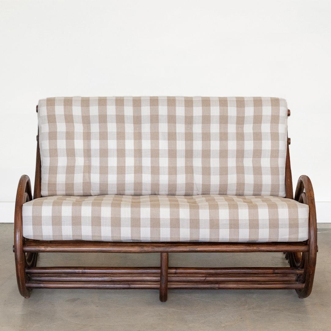 French Spiral Rattan Settee In Good Condition For Sale In Los Angeles, CA