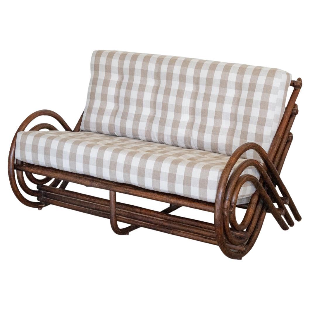French Spiral Rattan Settee For Sale