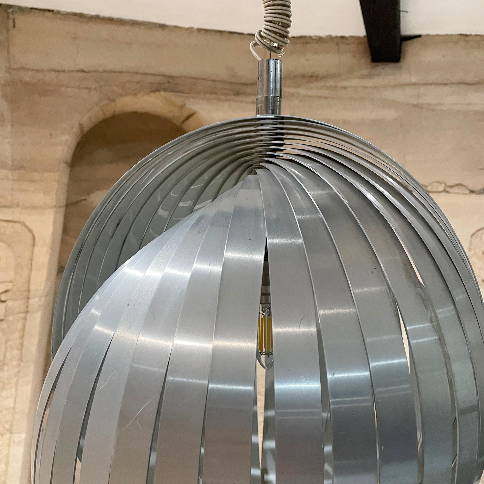 Mid-Century Modern 1970s French Space Age Silver Moon Pendant Lamp by Henri Mathieu France For Sale