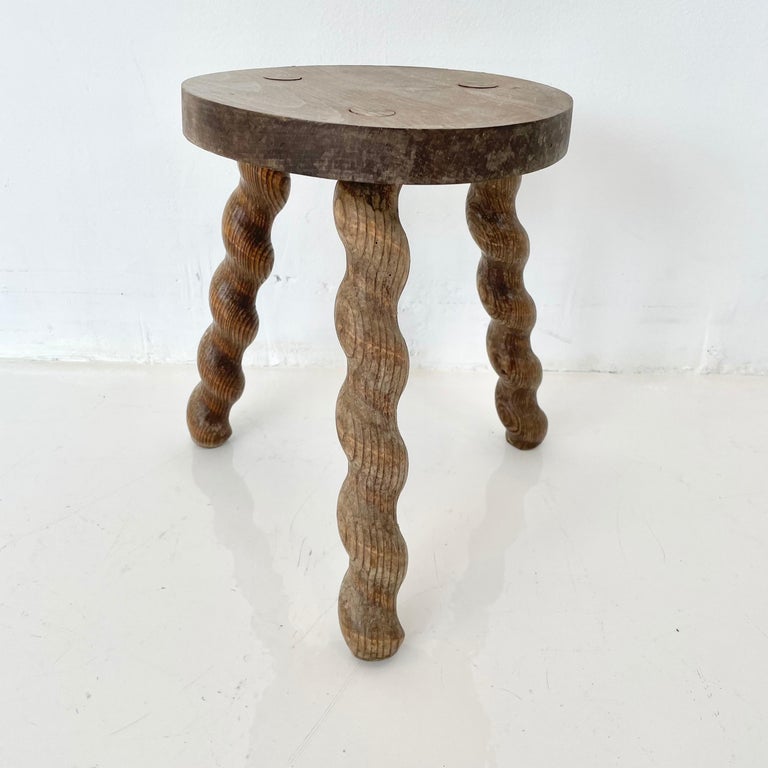 Wood French Spiral Stool