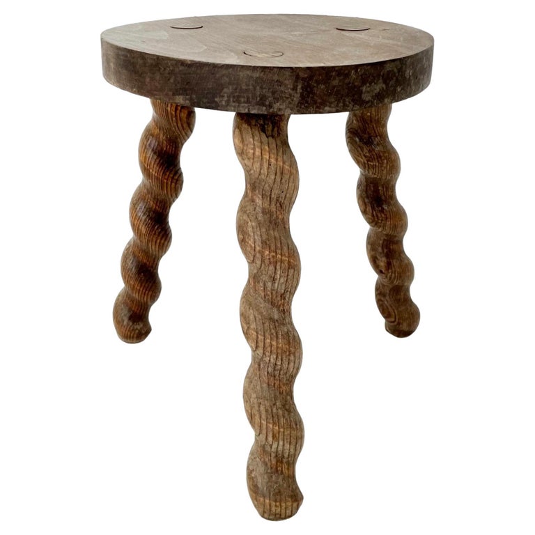 French Wooden Milking Stool, 1950s, Offered by Merit