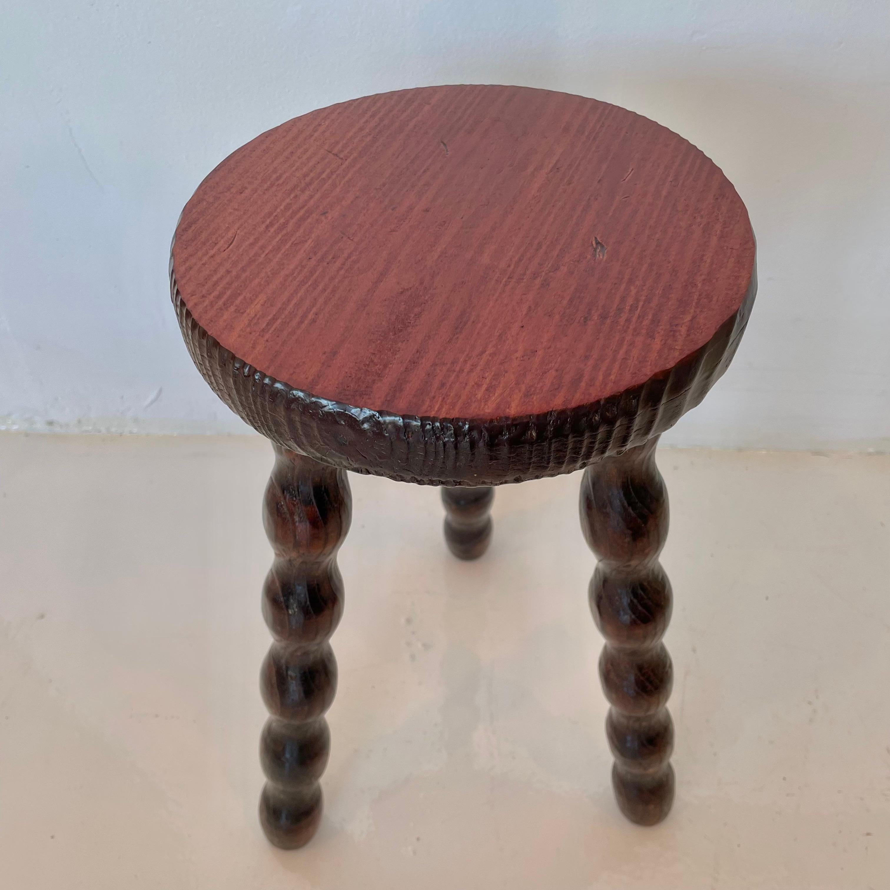 Wood French Spiral Tripod Stool