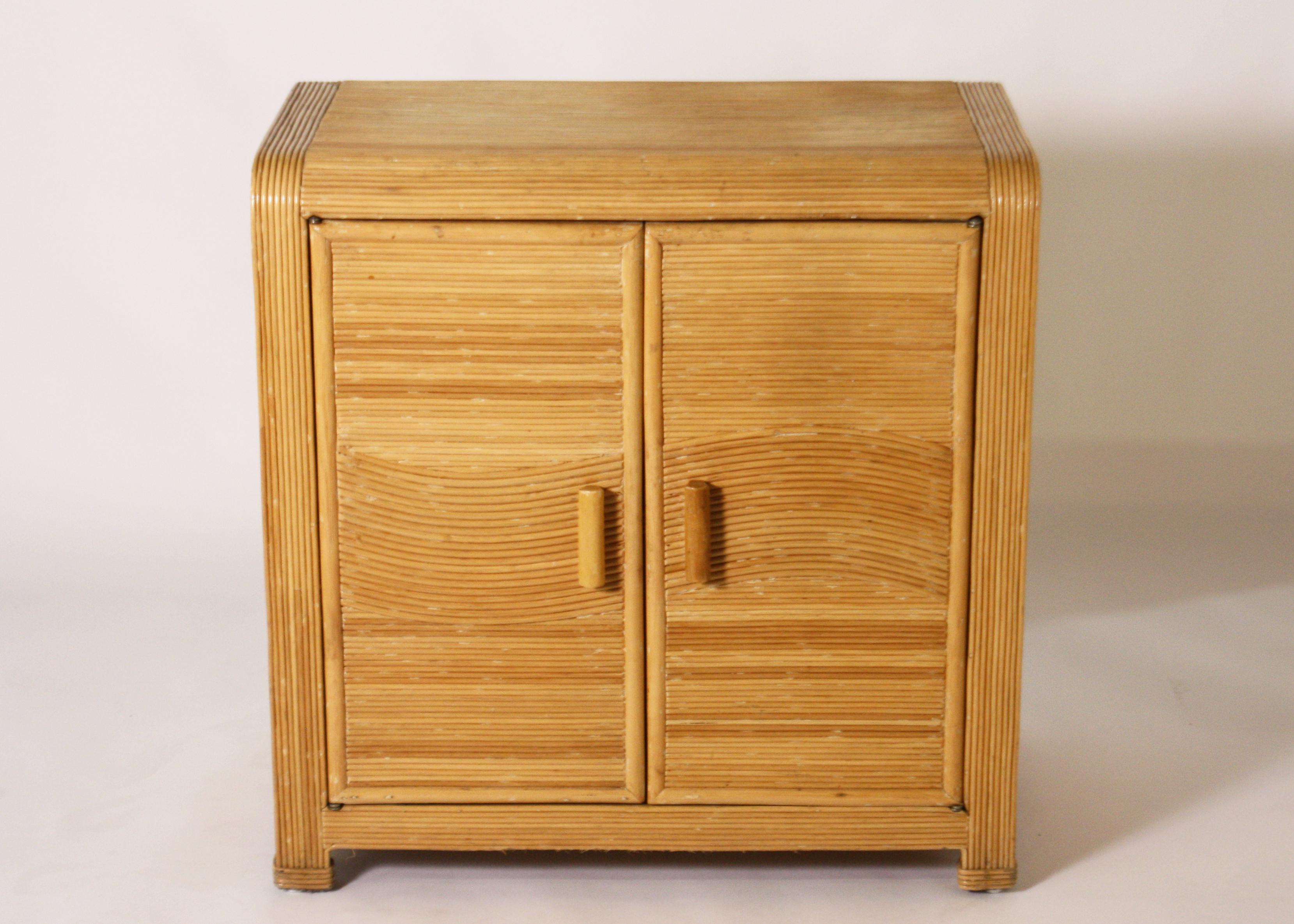 French Split Bamboo Commode with Two Doors, circa 1950 In Good Condition In Dallas, TX
