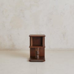 French Spool‑Detail Oak Side Table in the Manner of Charles Dudouyt, 1940s