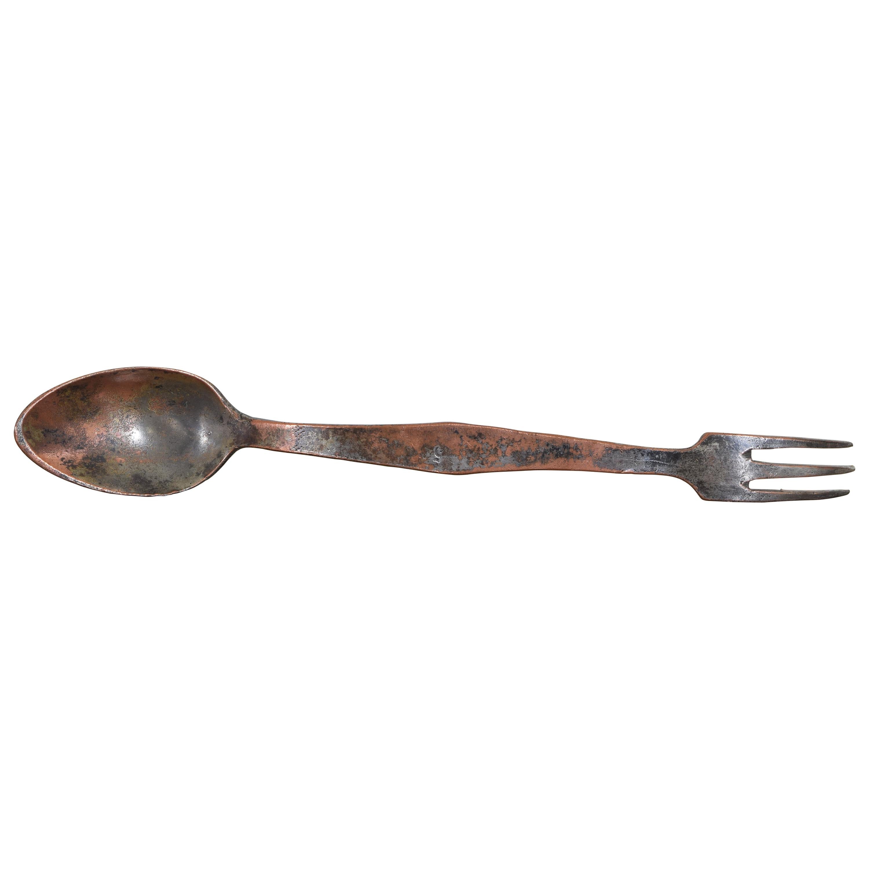 French "Spork" in Silver Plated Copper, Marked "LEGRY", 19th-20th Century
