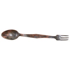 Antique French "Spork" in Silver Plated Copper, Marked "LEGRY", 19th-20th Century
