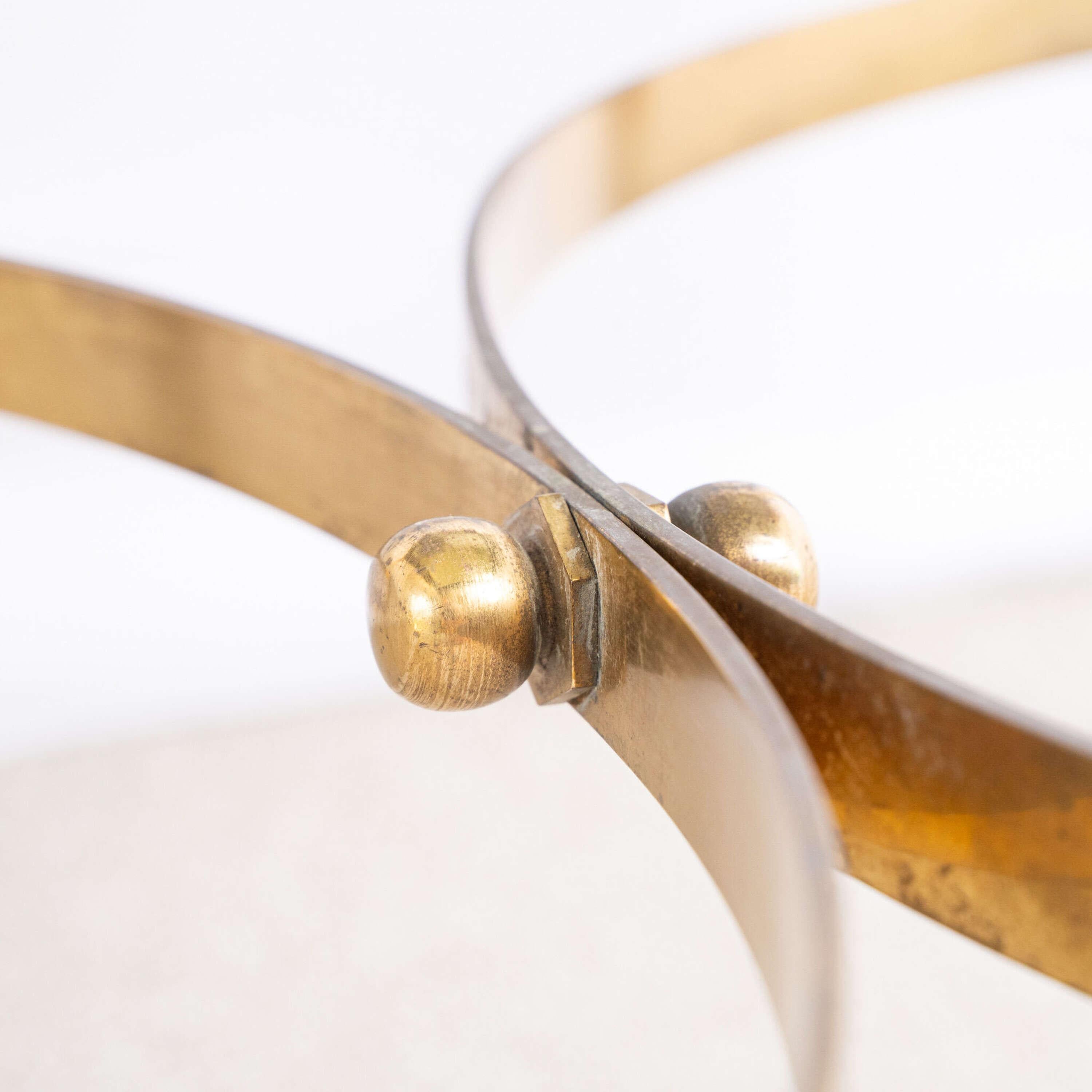 French Square Brass and Glass Side Table For Sale 1