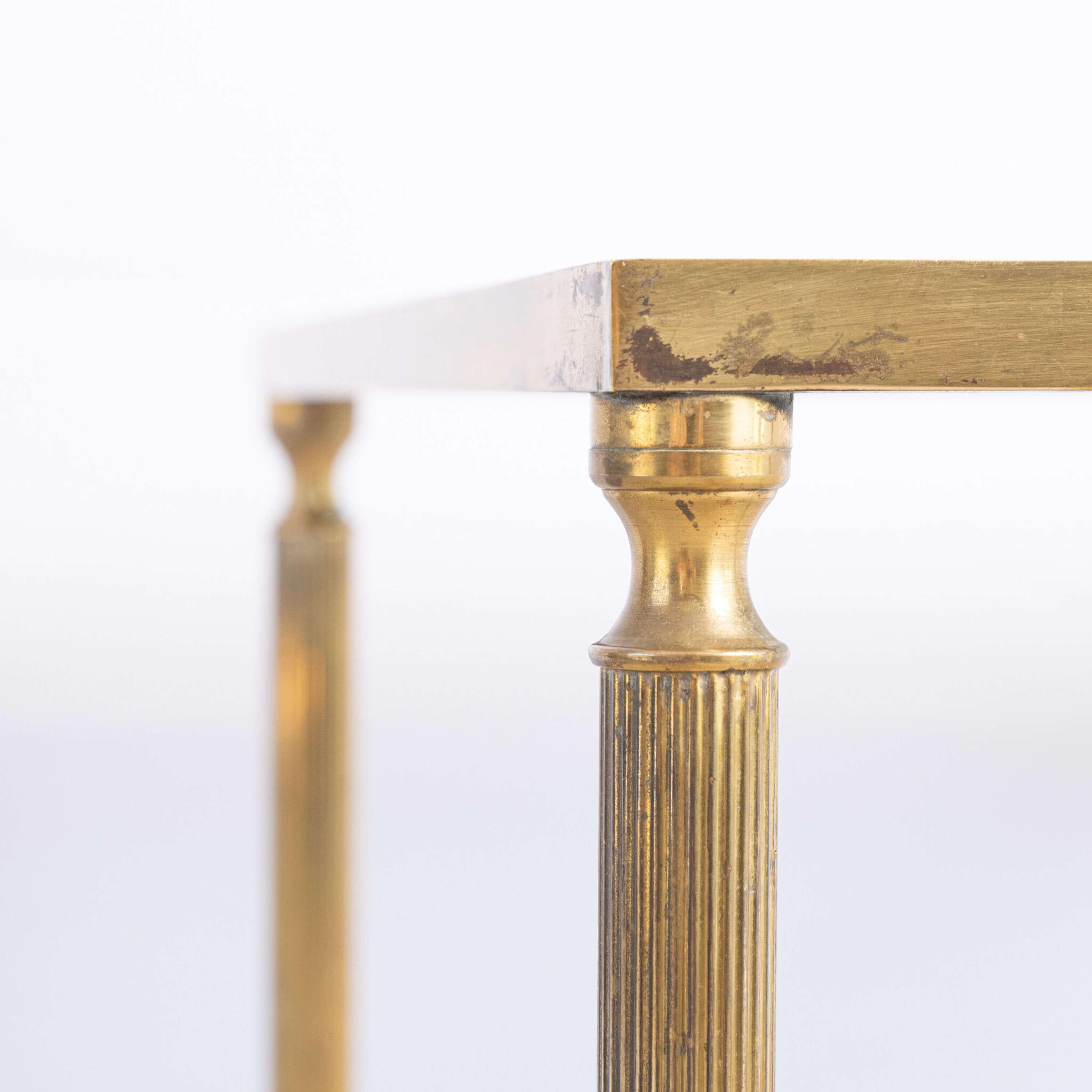 French Square Brass and Glass Side Table For Sale 3