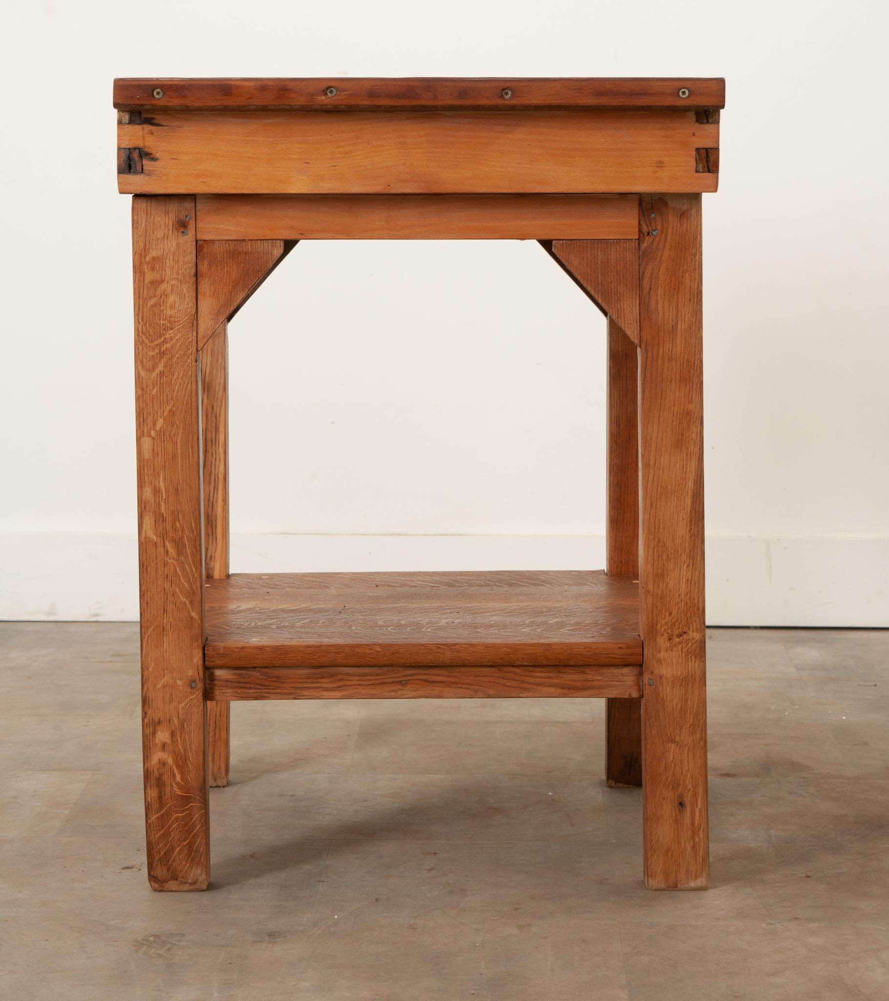 Hand-Carved French Square Butcher Block Table For Sale