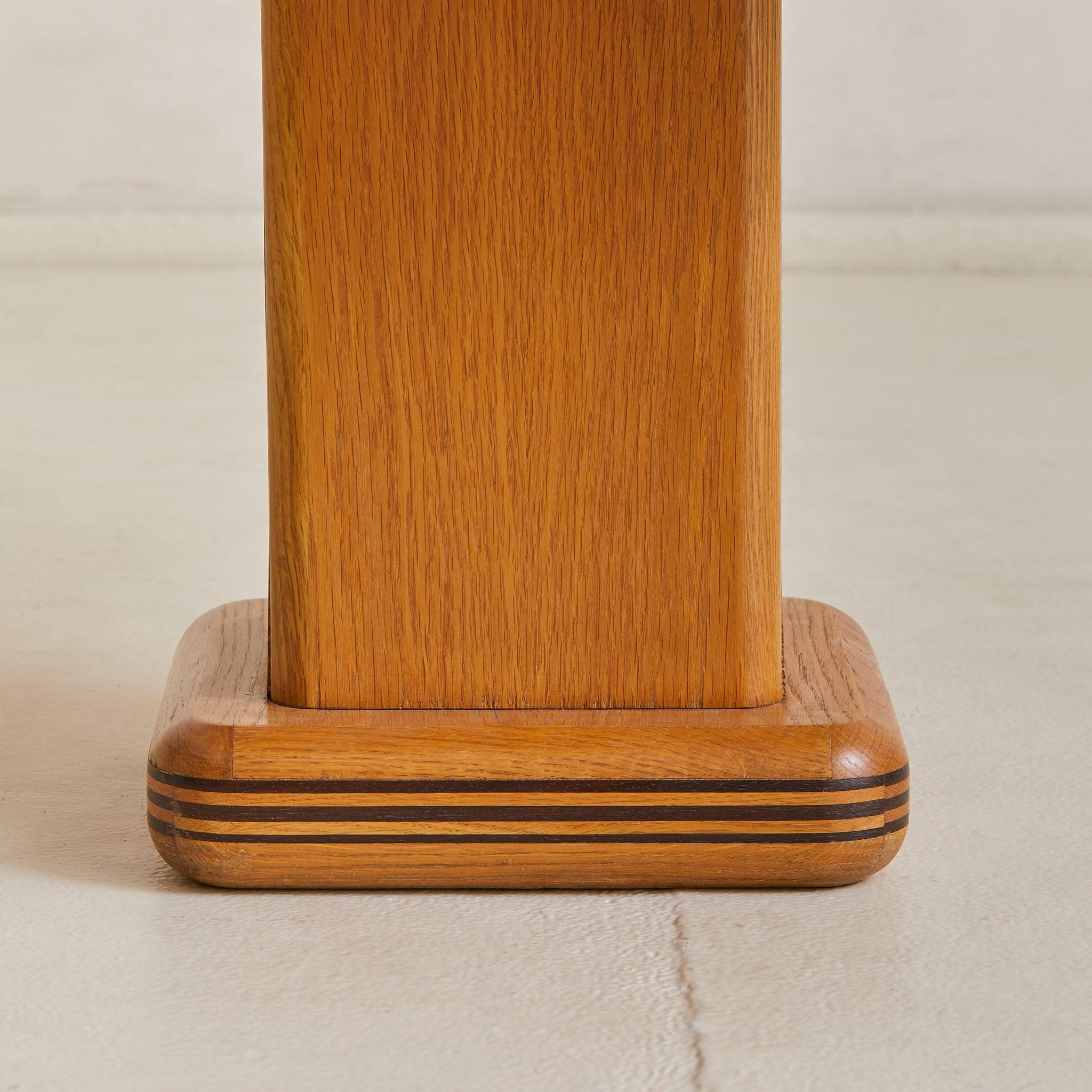 Metà XX secolo French Square Oak Side Table with Inlaid Detailing, 1960s - 2 Available in vendita