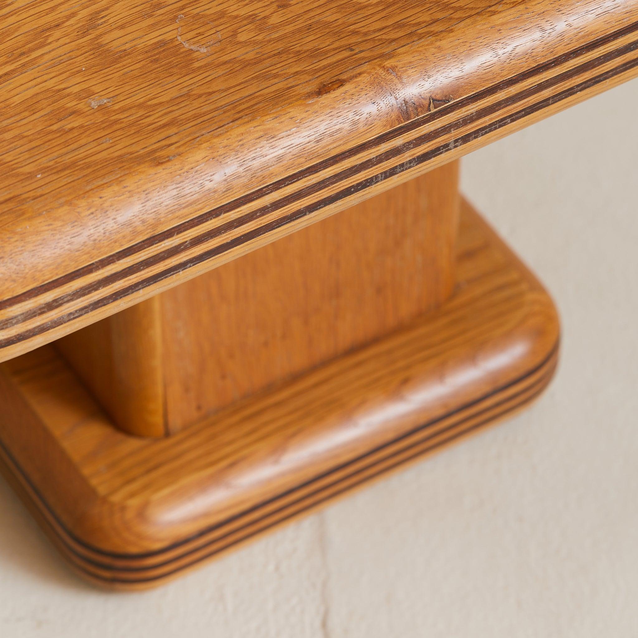Legno French Square Oak Side Table with Inlaid Detailing, 1960s - 2 Available in vendita