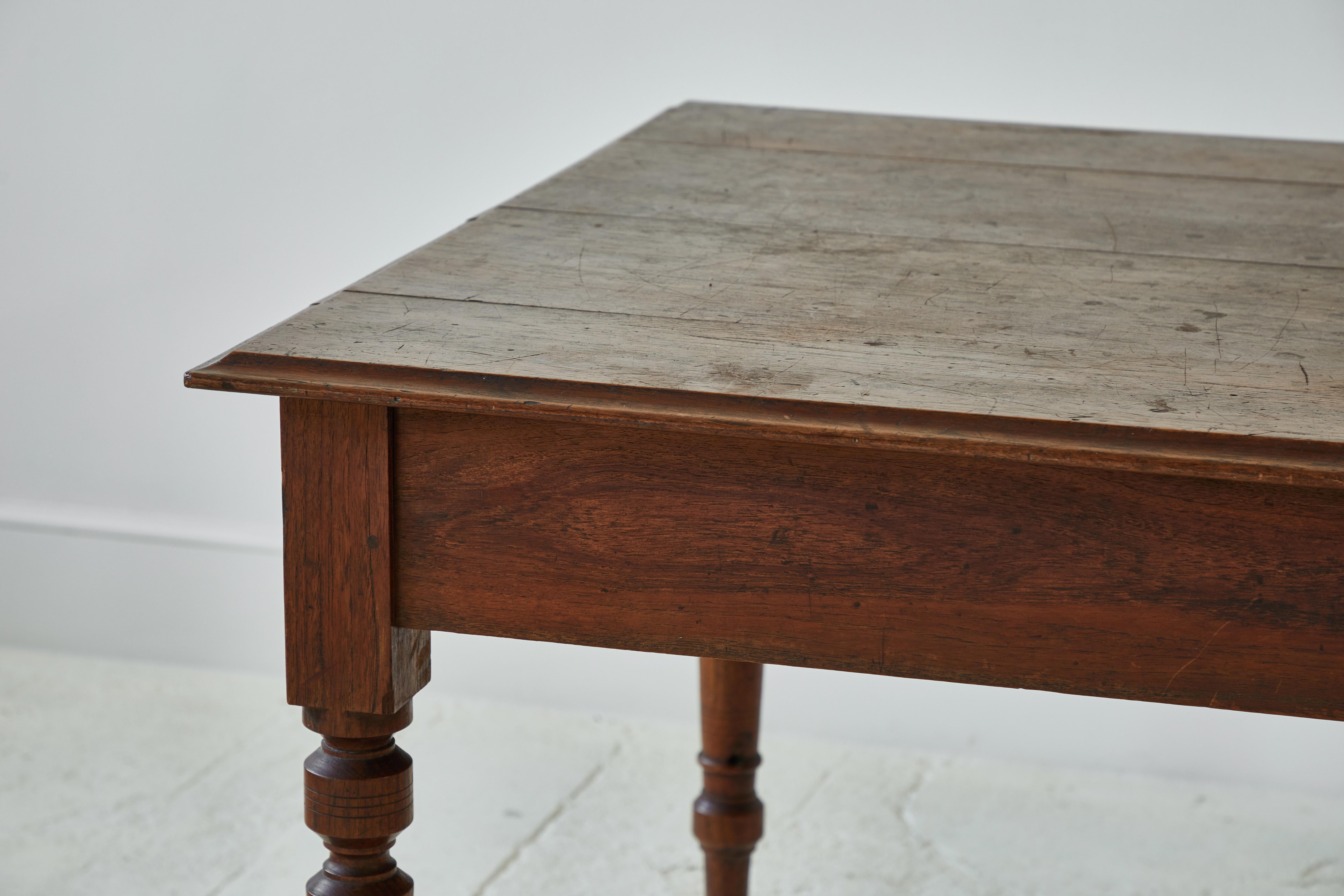 French Square Table on Casters In Fair Condition In Los Angeles, CA