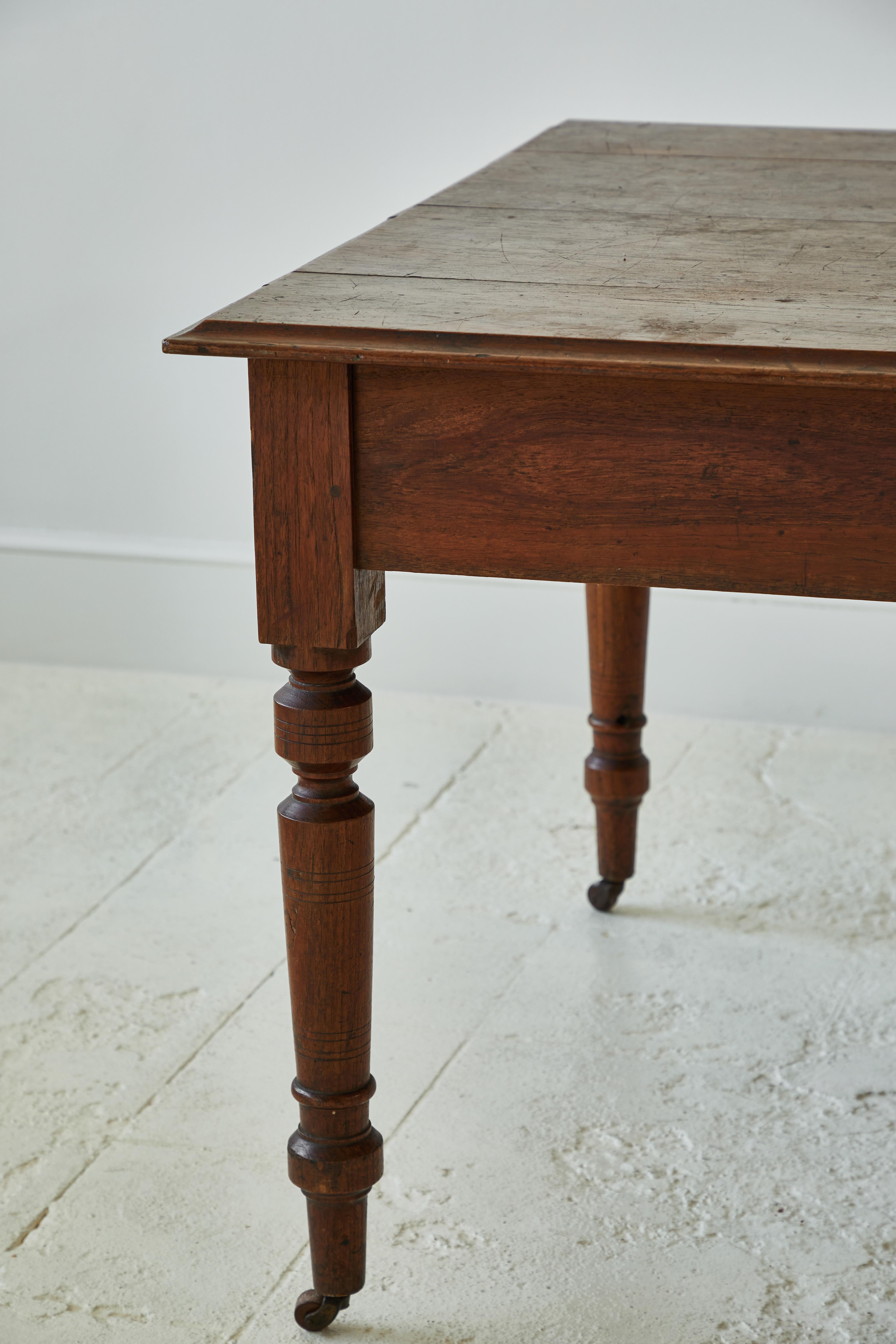 20th Century French Square Table on Casters