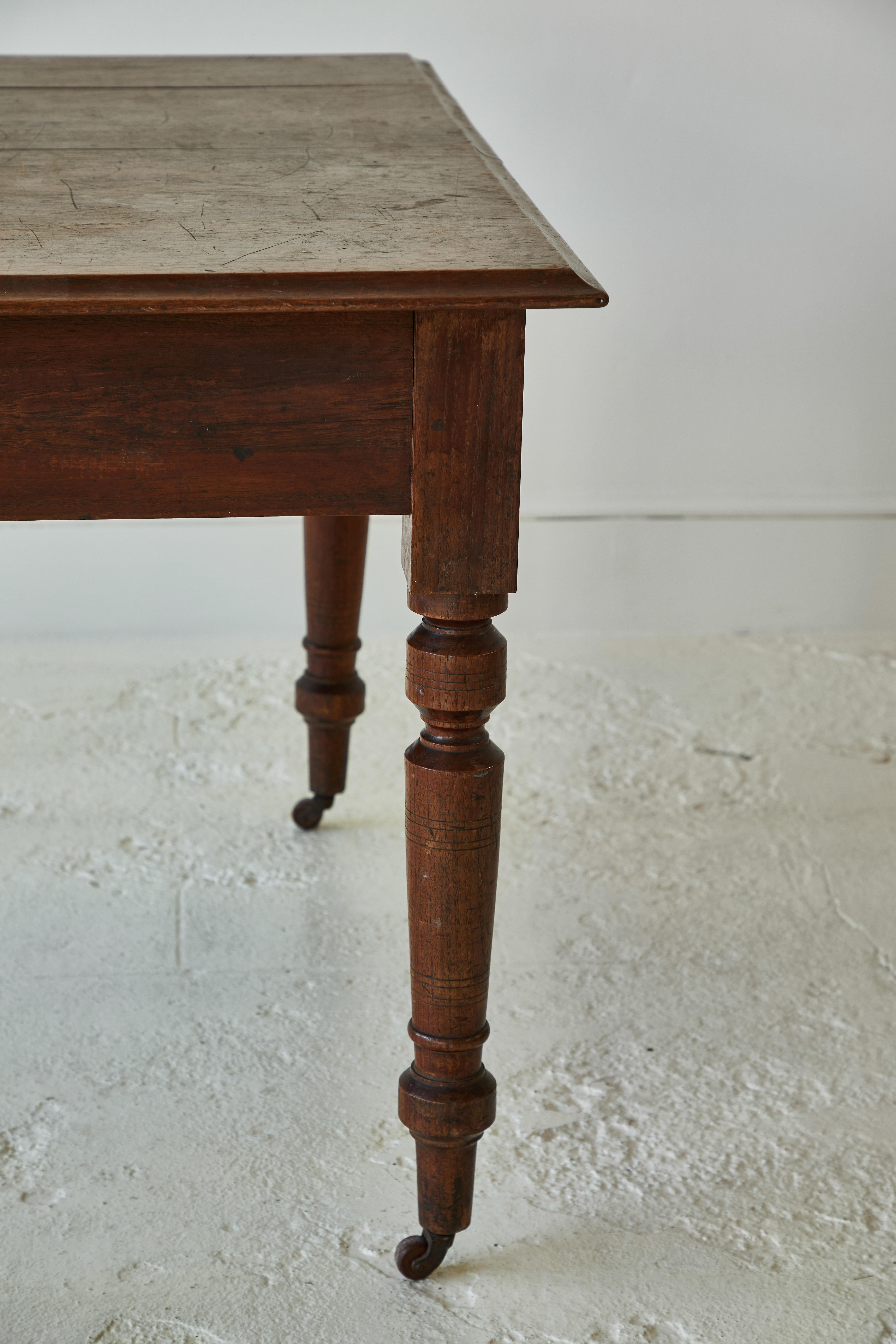 Wood French Square Table on Casters