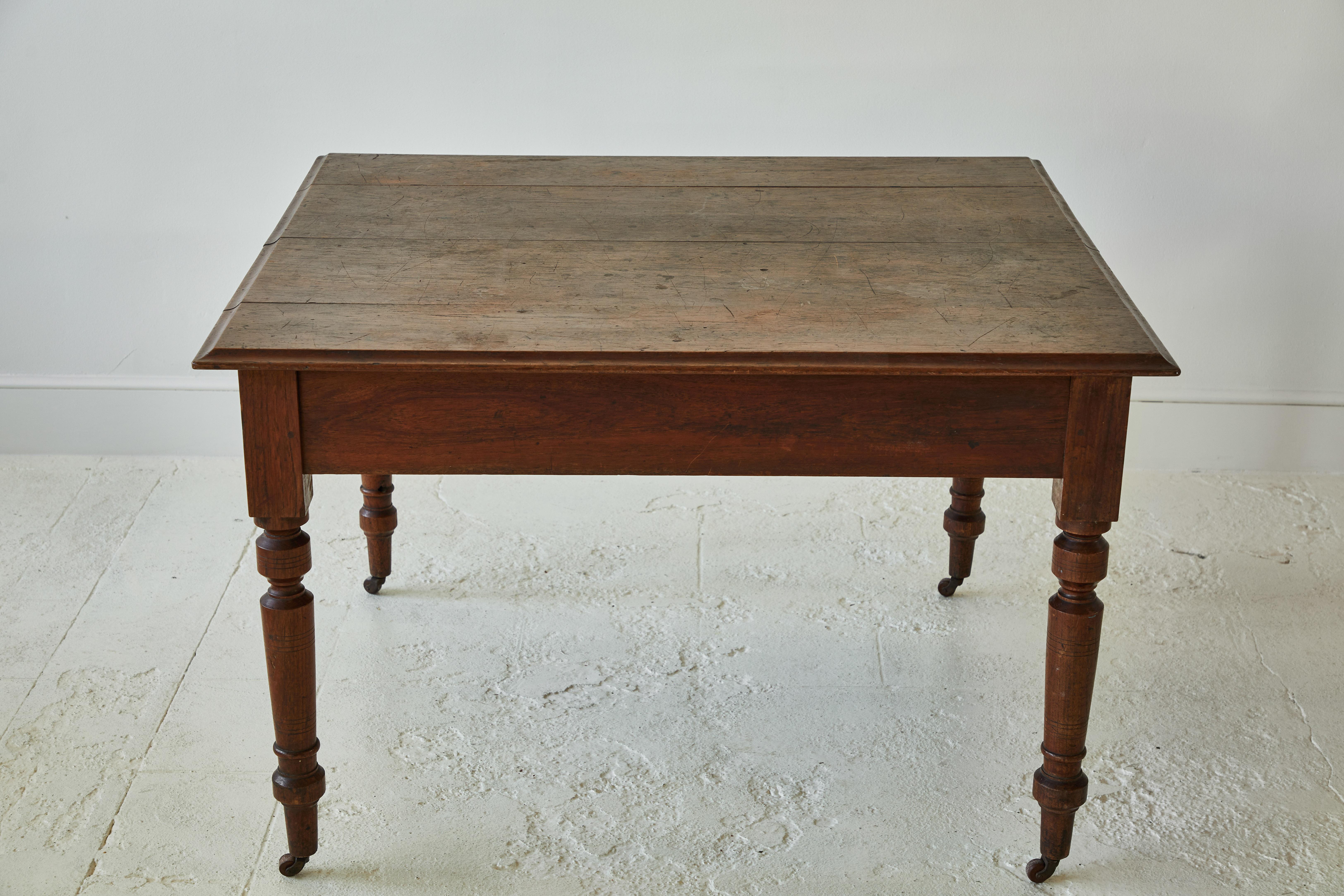 French Square Table on Casters 1