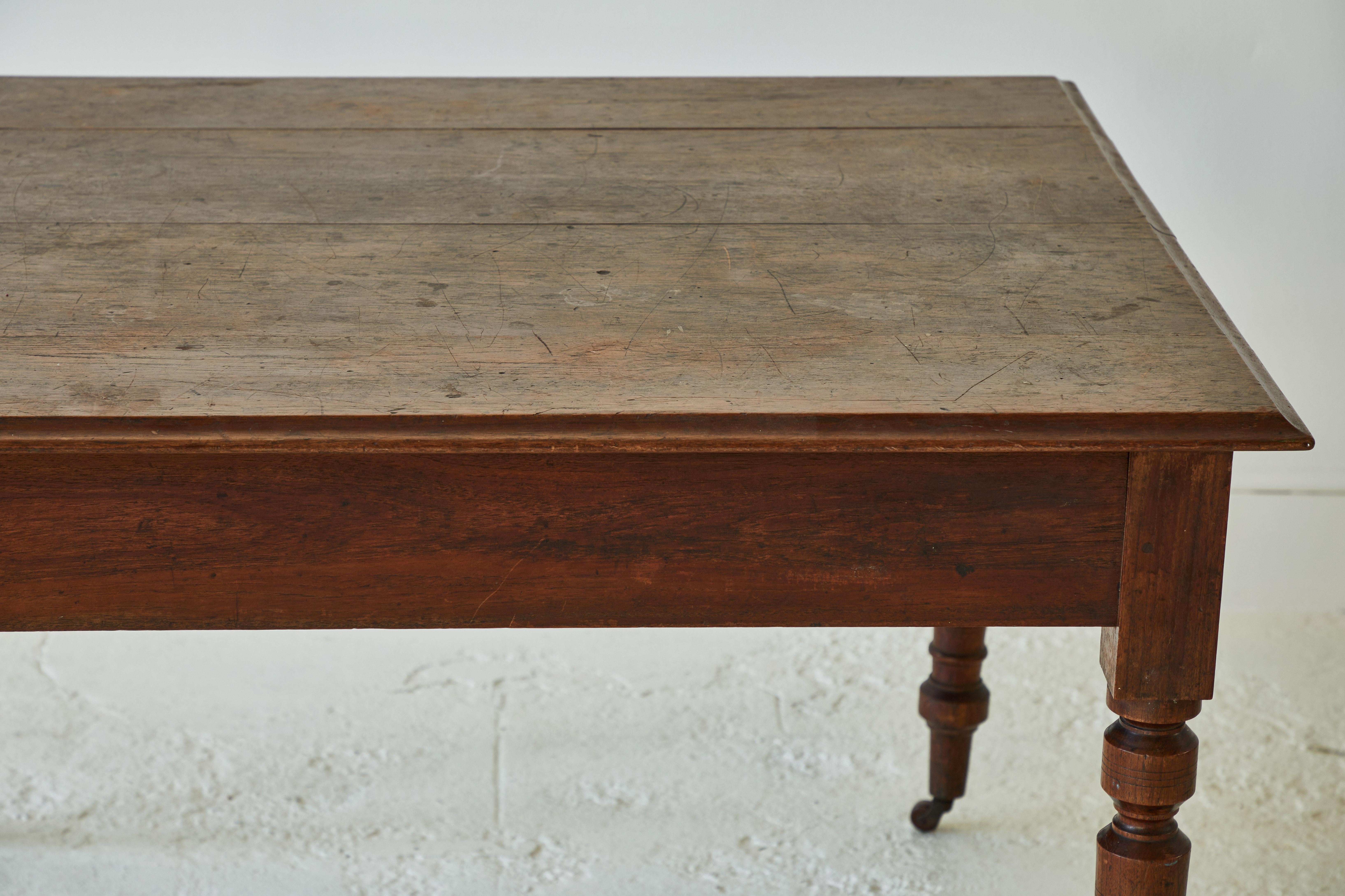 French Square Table on Casters 2