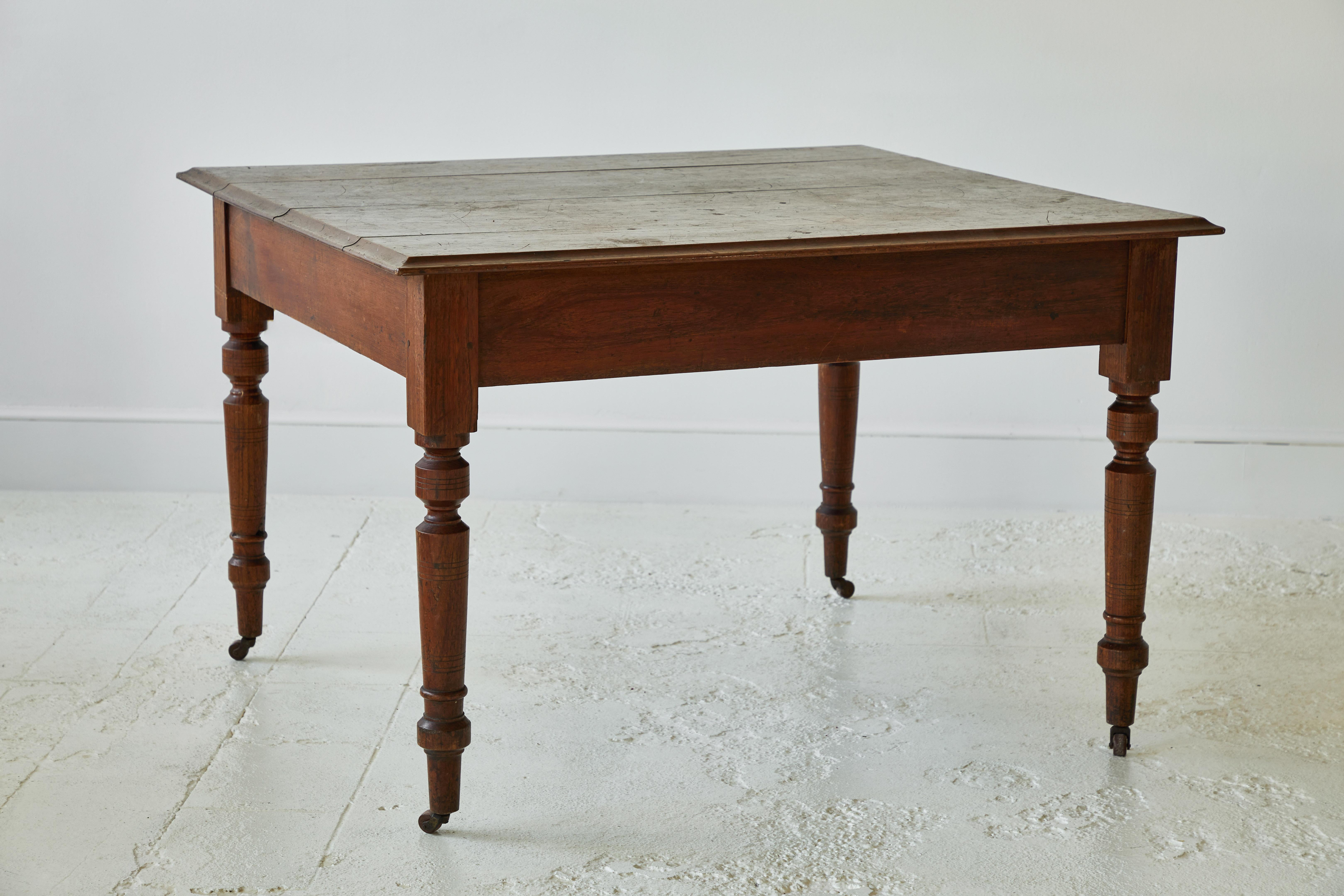 French Square Table on Casters 3