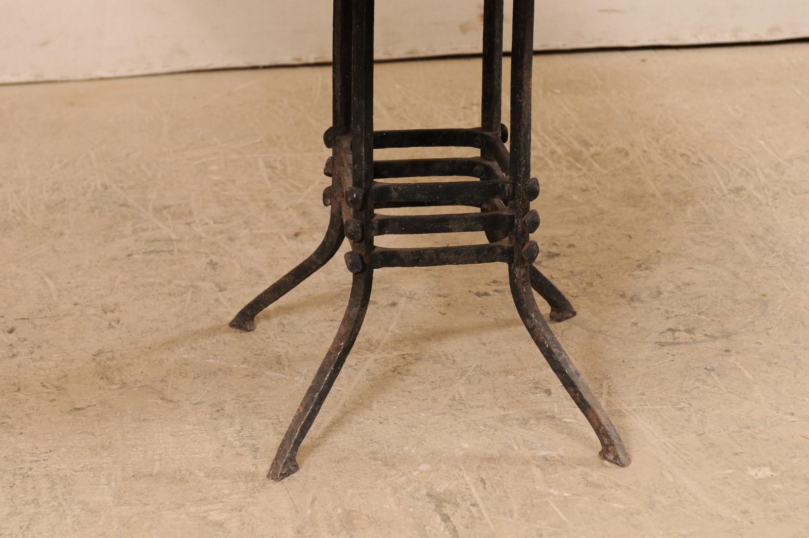 French Square-Top Wood Table Top with 19th Century Iron Base 8