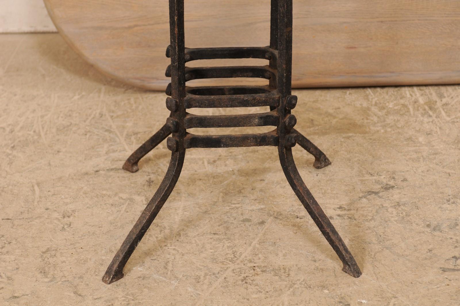 French Square-Top Wood Table Top with 19th Century Iron Base 6