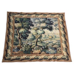 Vintage French Square Wall Tapestry in the Verdure Style