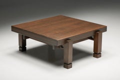 Table basse carrée française en bois, années 1960