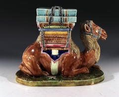 French Majolica Camel-Form Lidded Box