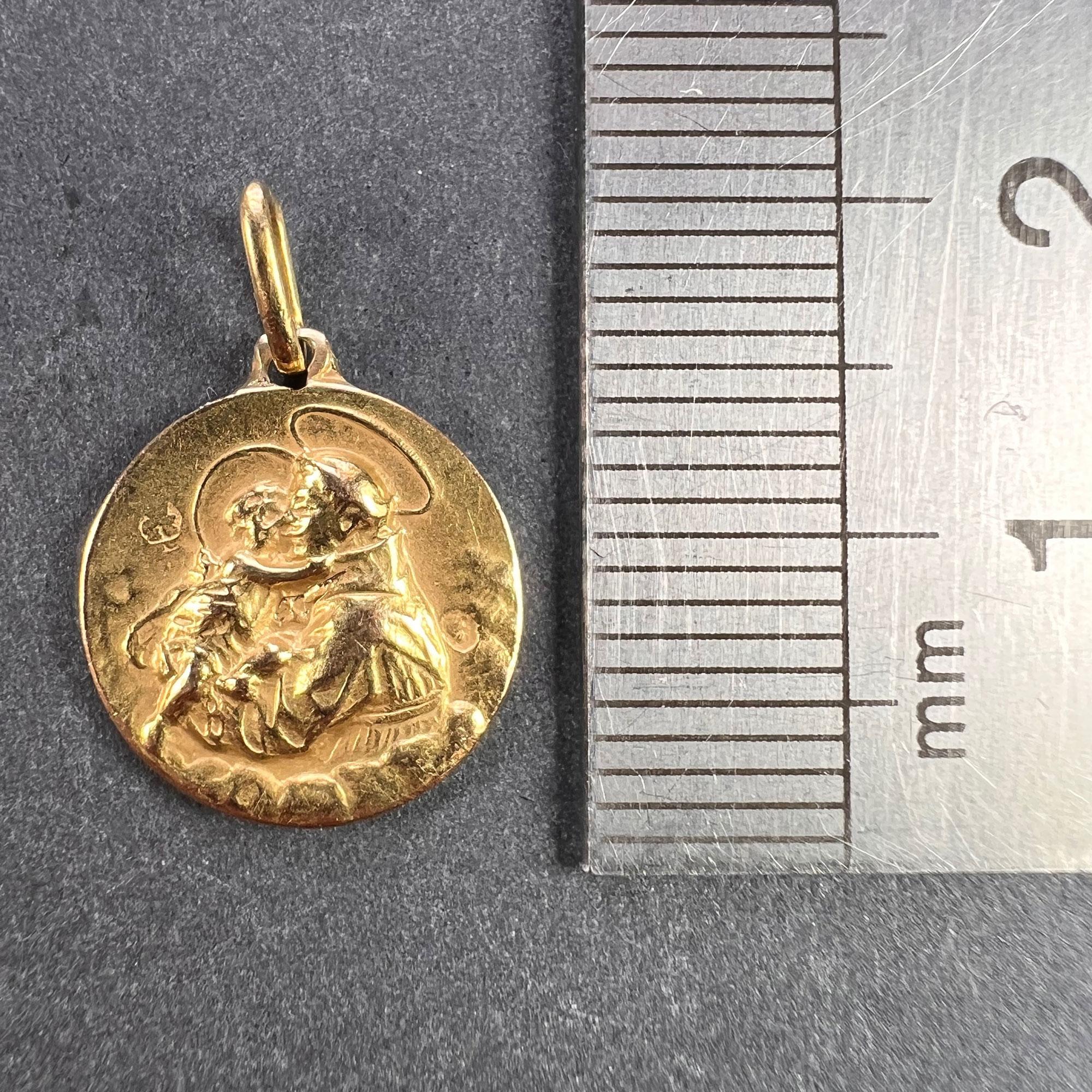 French St Christopher 18K Yellow Gold Charm Medal Pendant 5