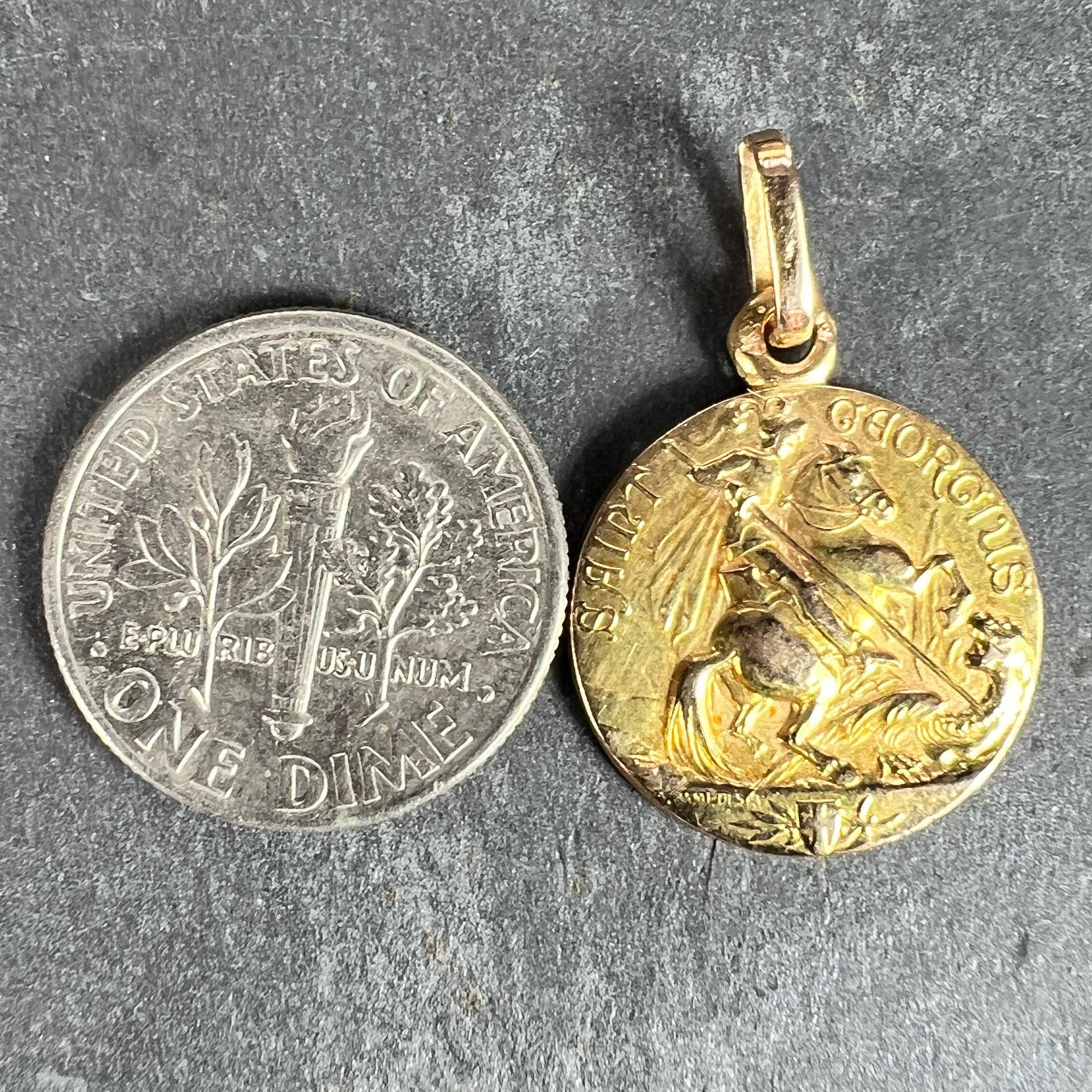 French St George and the Dragon 18K Yellow Gold Medal Pendant 7