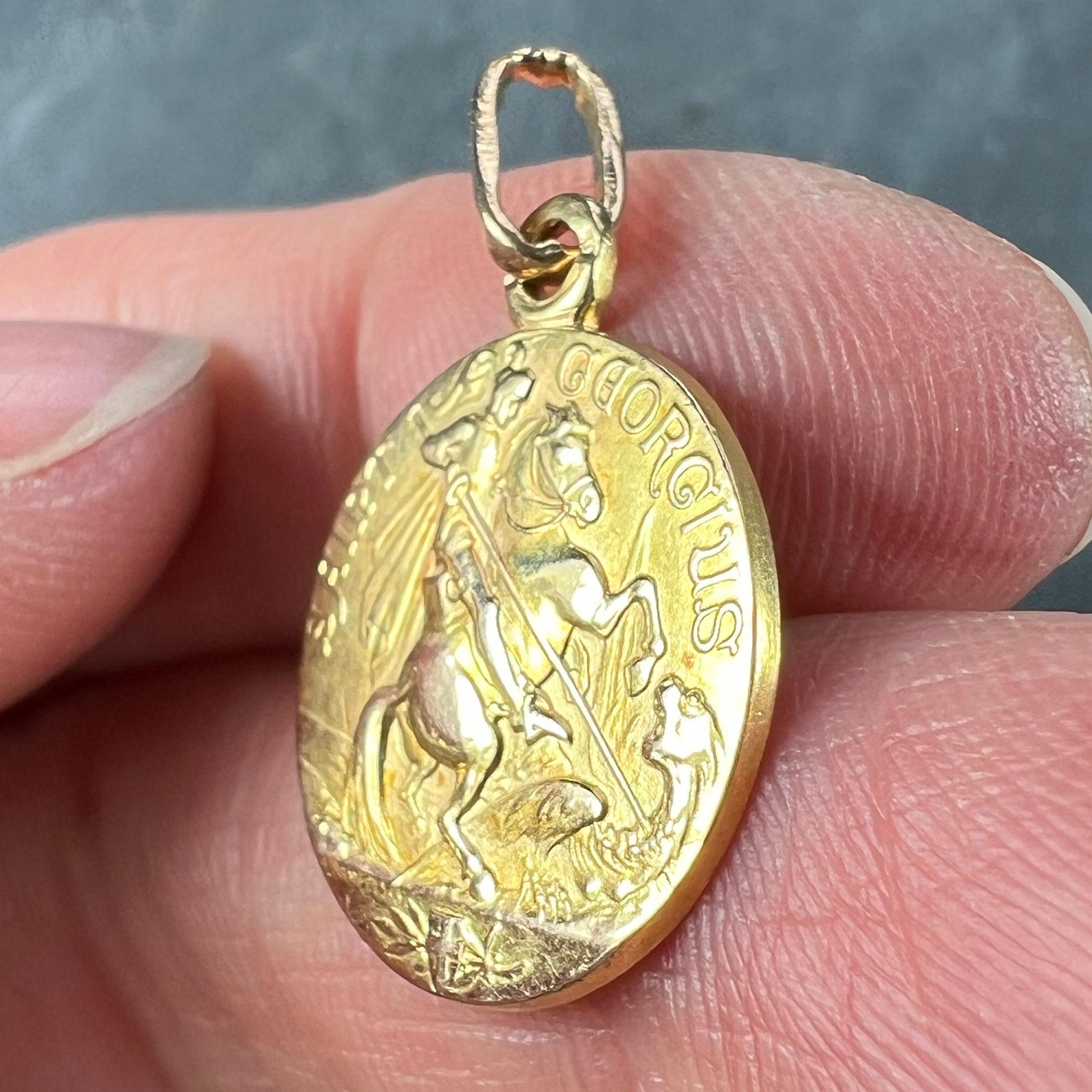 French St George and the Dragon 18K Yellow Gold Medal Pendant 3