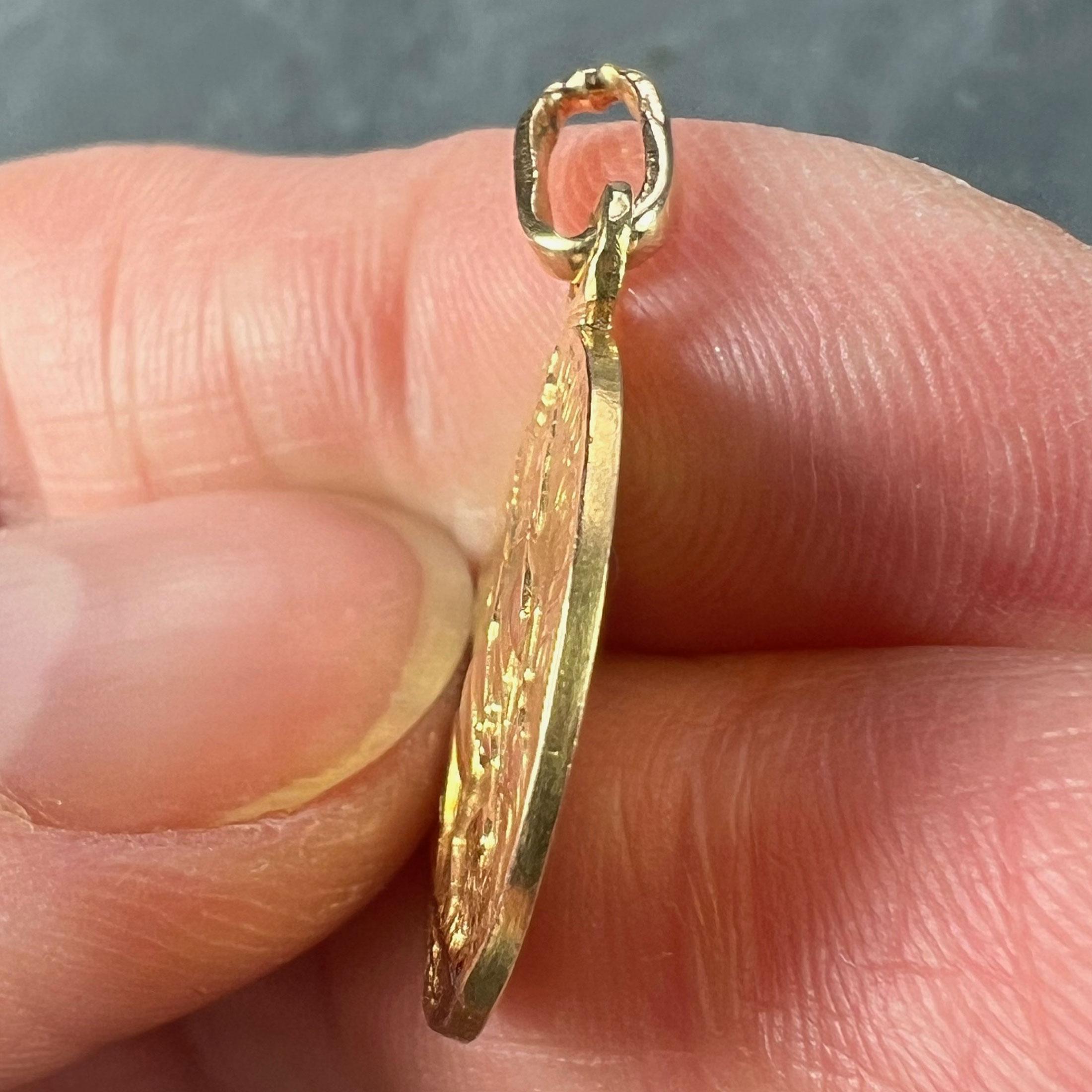 French St George and the Dragon 18K Yellow Gold Medal Pendant 4