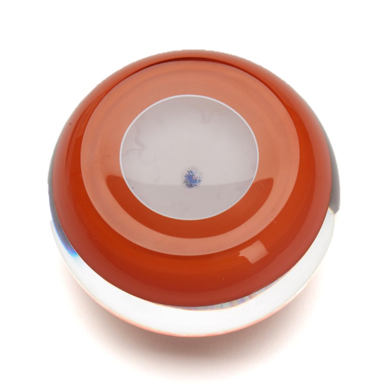 French St Louis Limited Edition Millefiori Orange Glass Paperweight