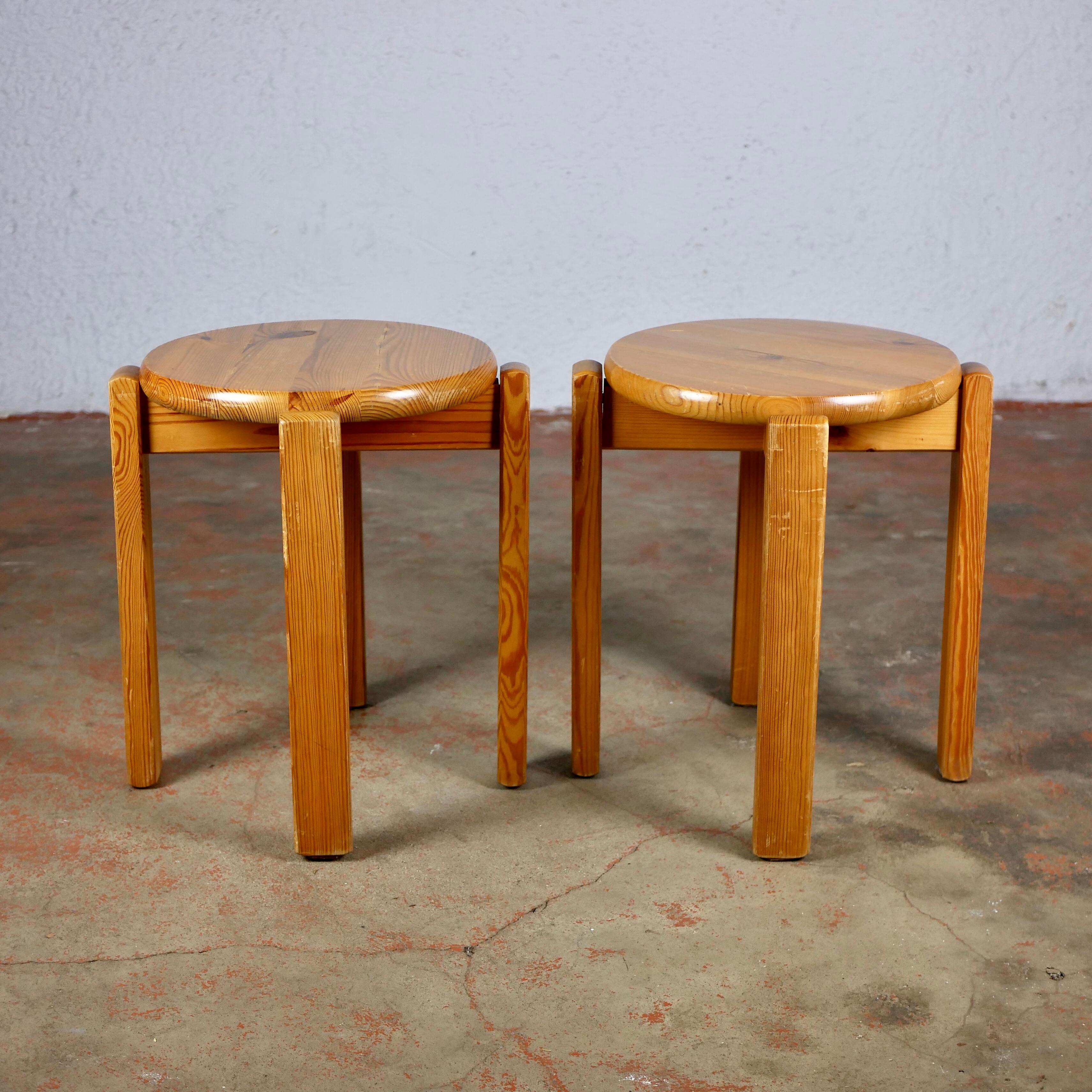 French Stackable Pine Stools from the 1980s 1
