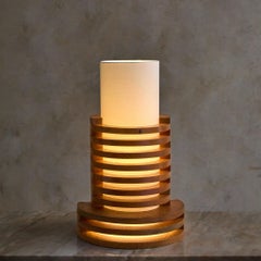 French Stacked Wood Table Lamp, 1970s