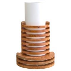 French Stacked Wood Table Lamp, 1970s