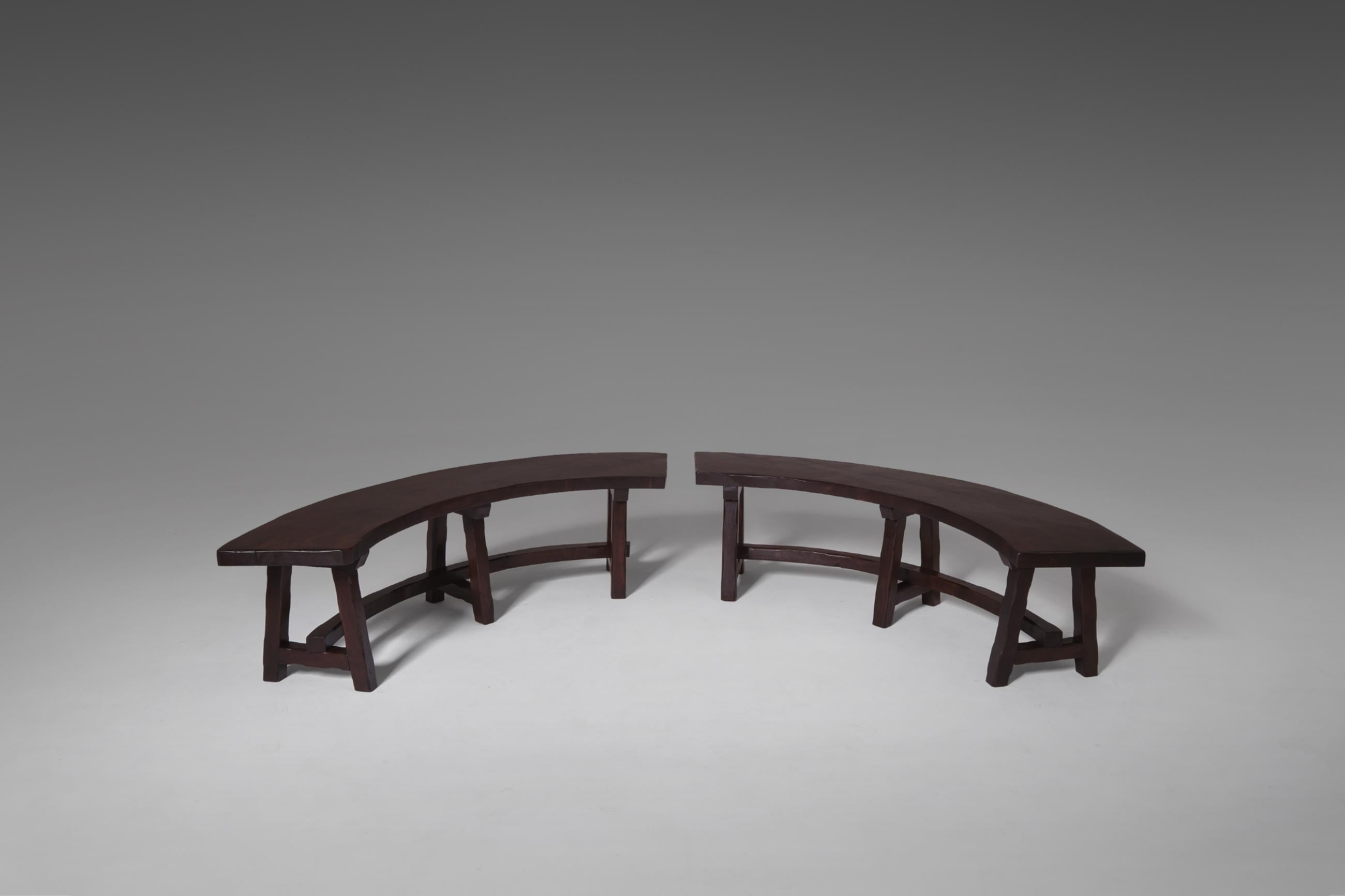 wooden curved bench