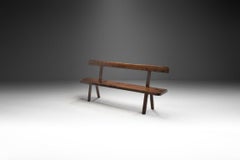 Banc français en bois teinté, édition Aranjou, France, années 1950