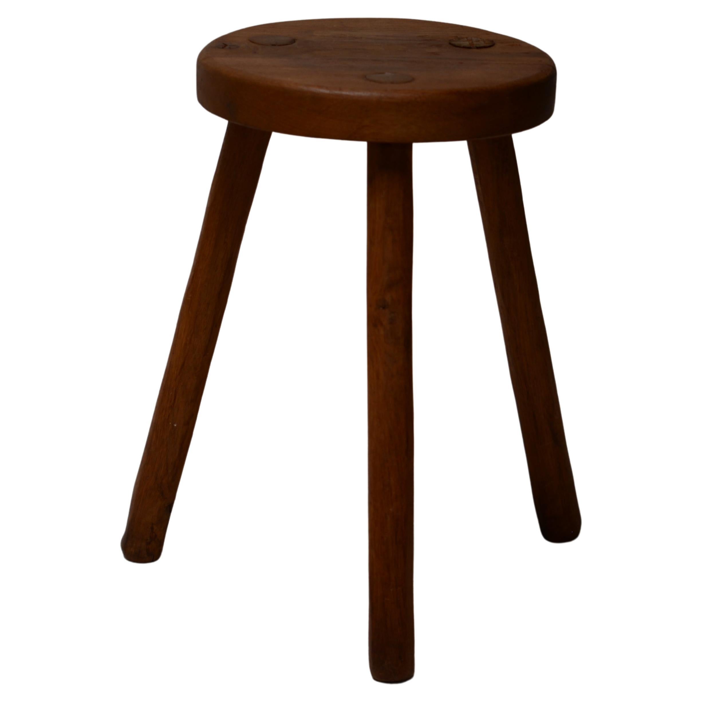 Pair of French Stained Wooden Stool with vine roots circa 1950 Brutalist For Sale at 1stDibs
