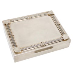 French Stainless Steel and Brass Divided Humidor by French Jewelry House Fred