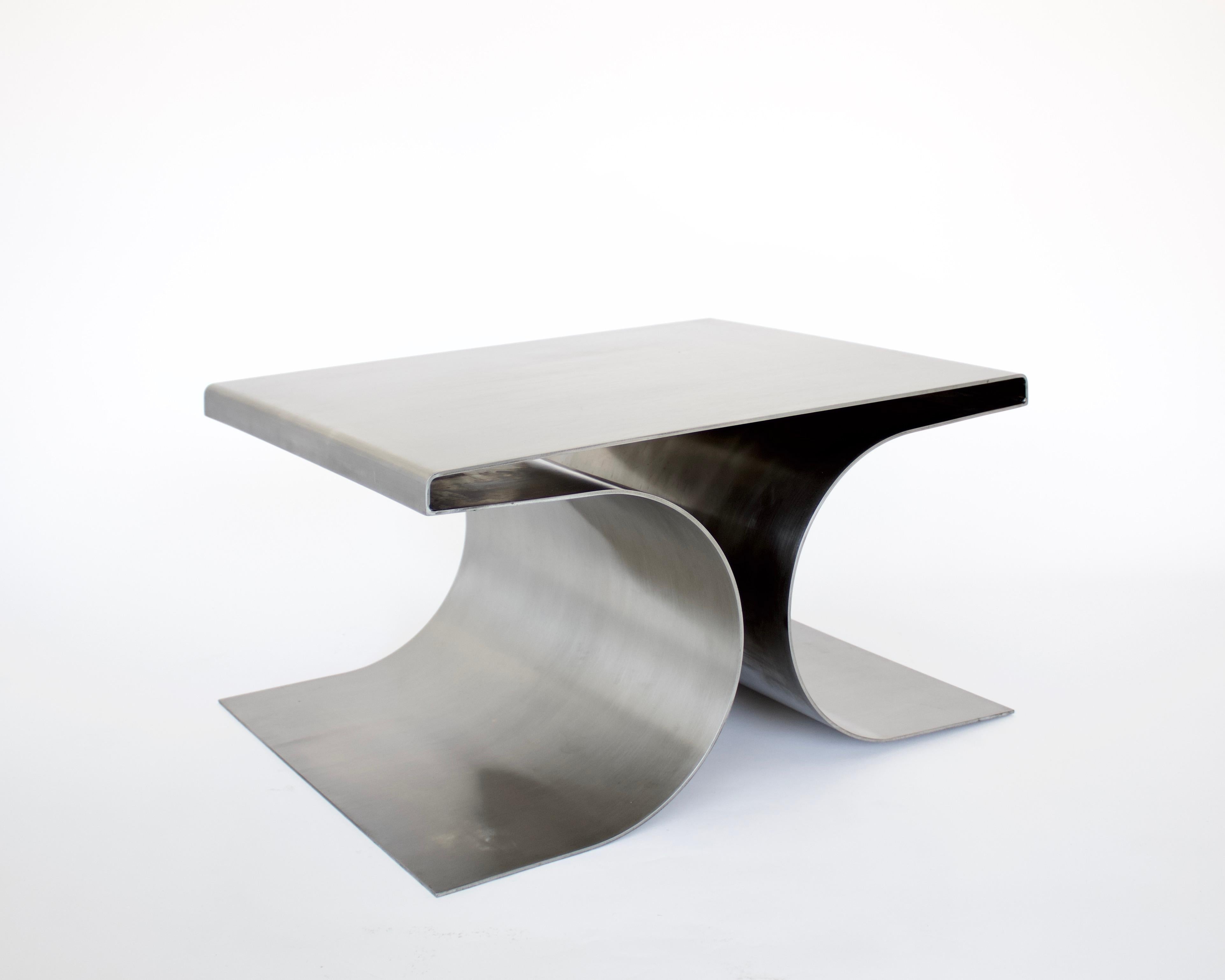 French Stainless Steel Pair Side or Coffee Tables in the Style of Michel Boyer In Good Condition In Chicago, IL