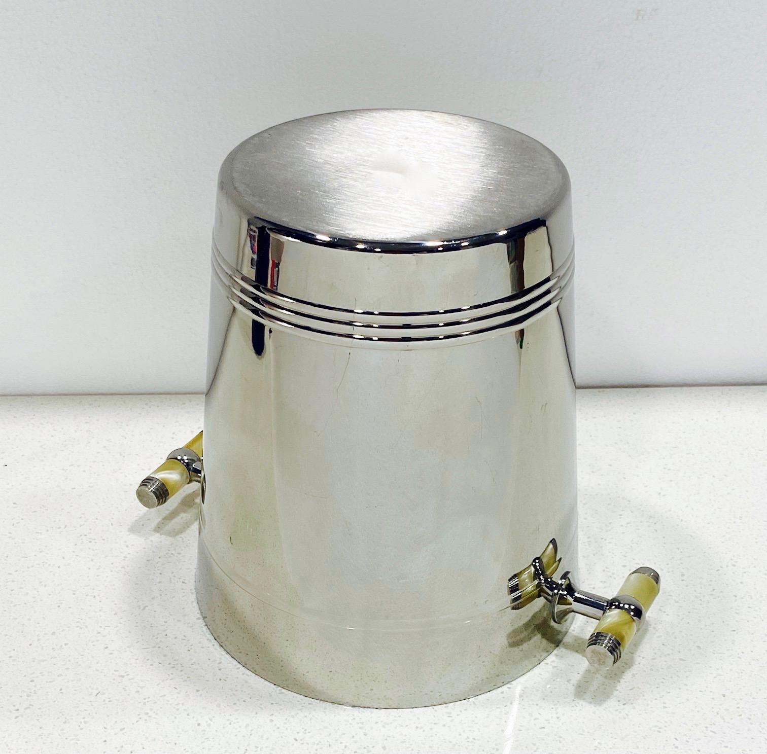 French Stainless Steel Wine Cooler Ice Bucket with Pearlescent Handles 4