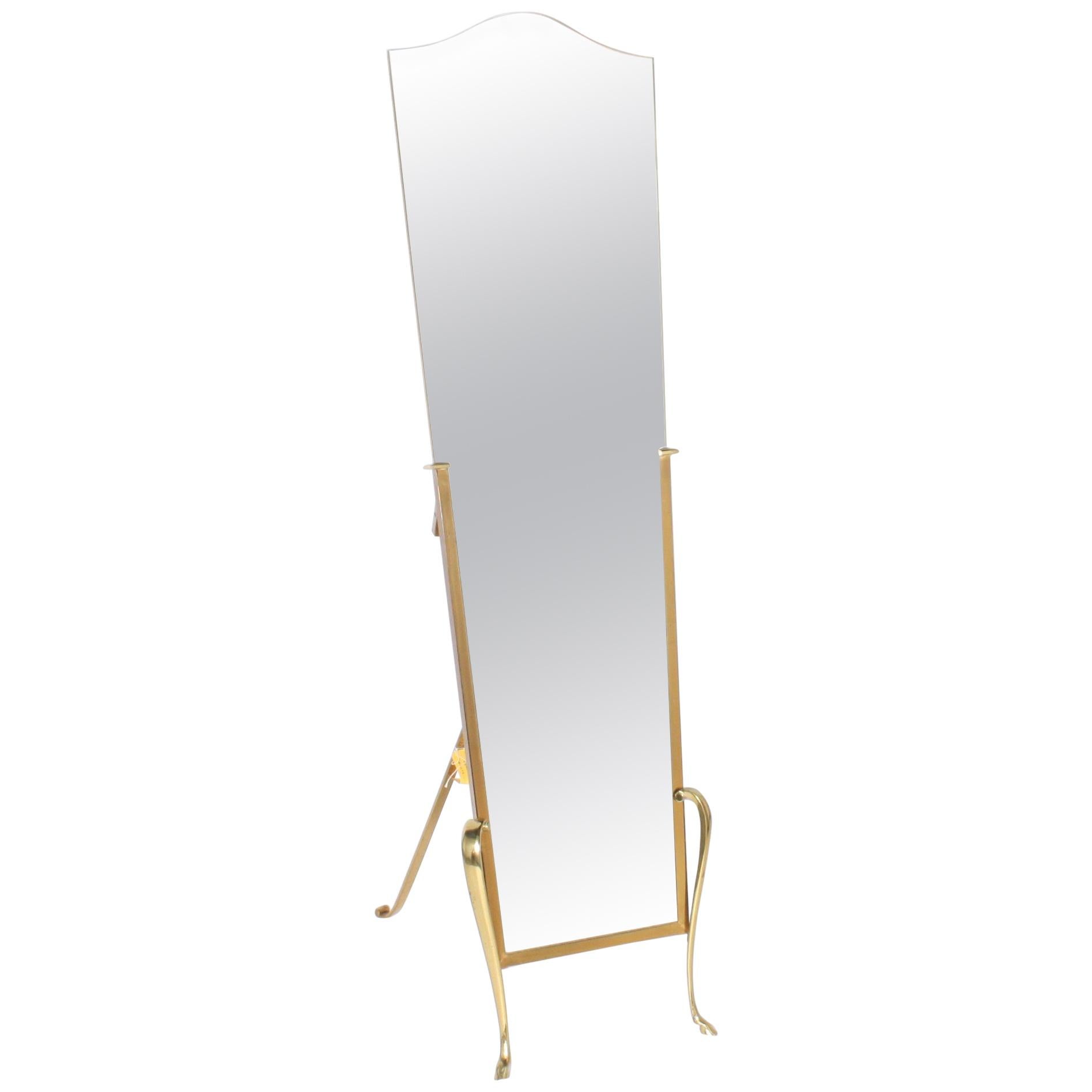French Standing Vanity Mirror with Brass Stand, circa 1950