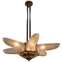 Antique French Star Shaped Art Deco Chandelier