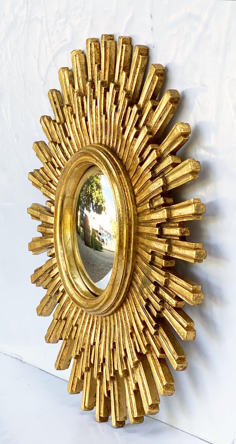 French Starburst Or Sunburst Convex Mirror With Gilt Cast Frame Diameter 22 At 1stdibs