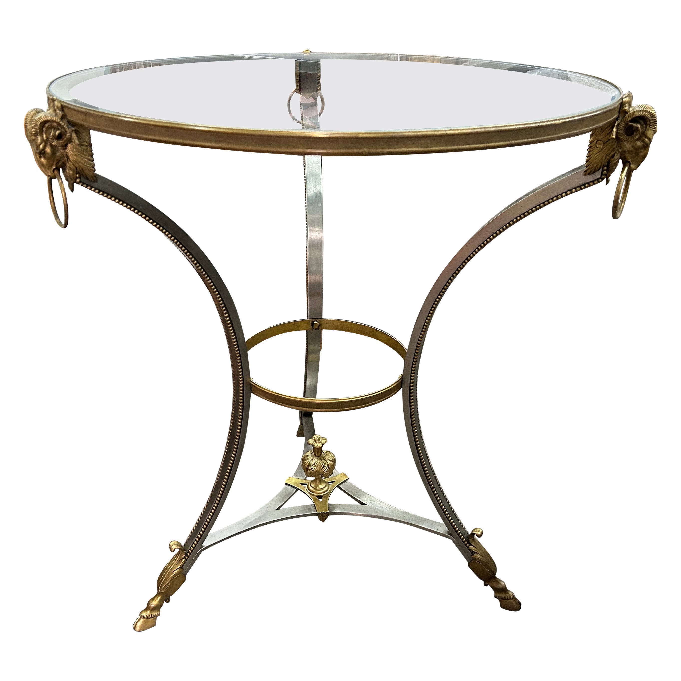 French Steel And Brass Gueridon attributed to Maison Jansen