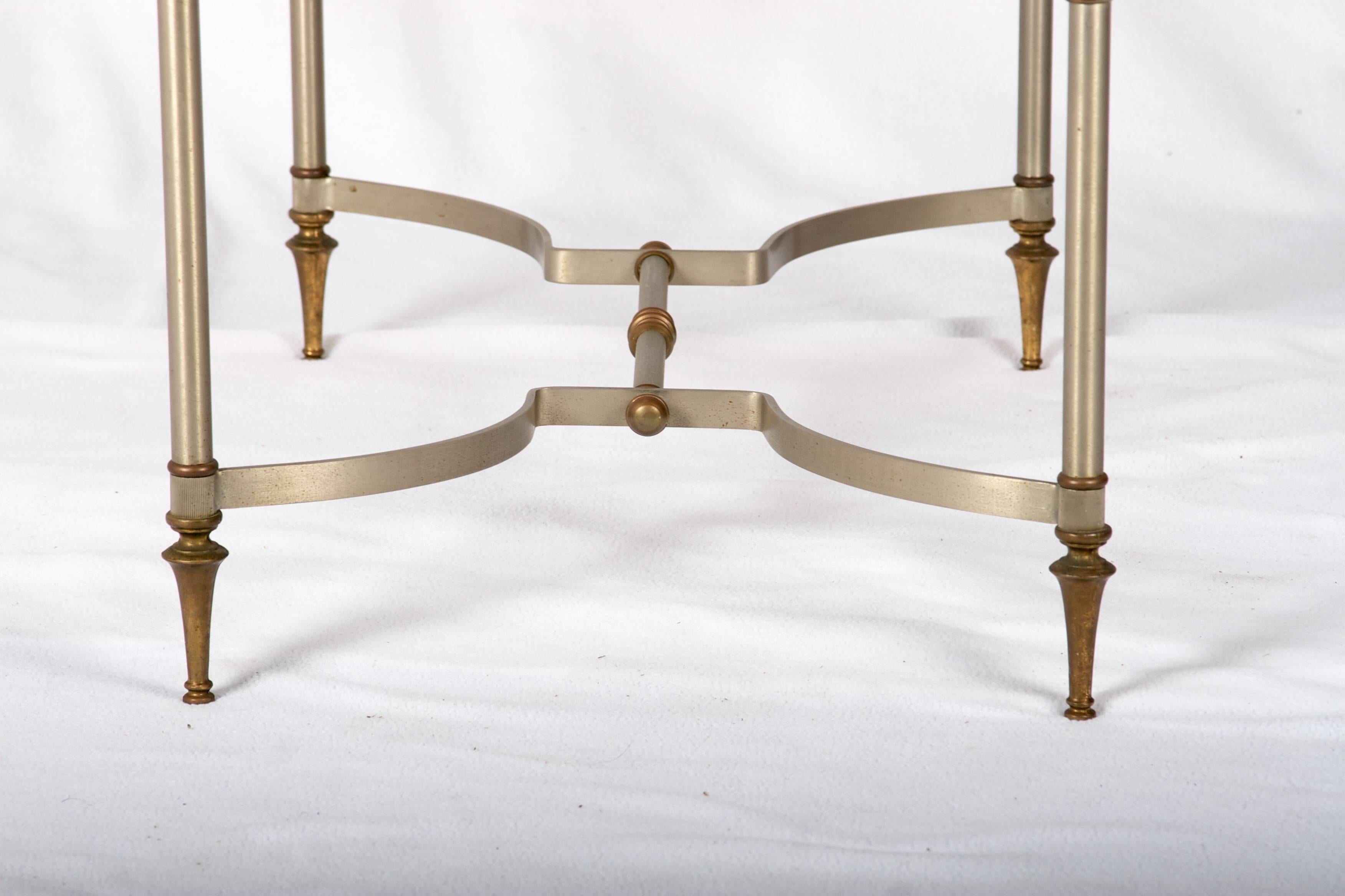 French Steel and Brass Petit Coffee Table, in the Style of Jansen, Paris 7