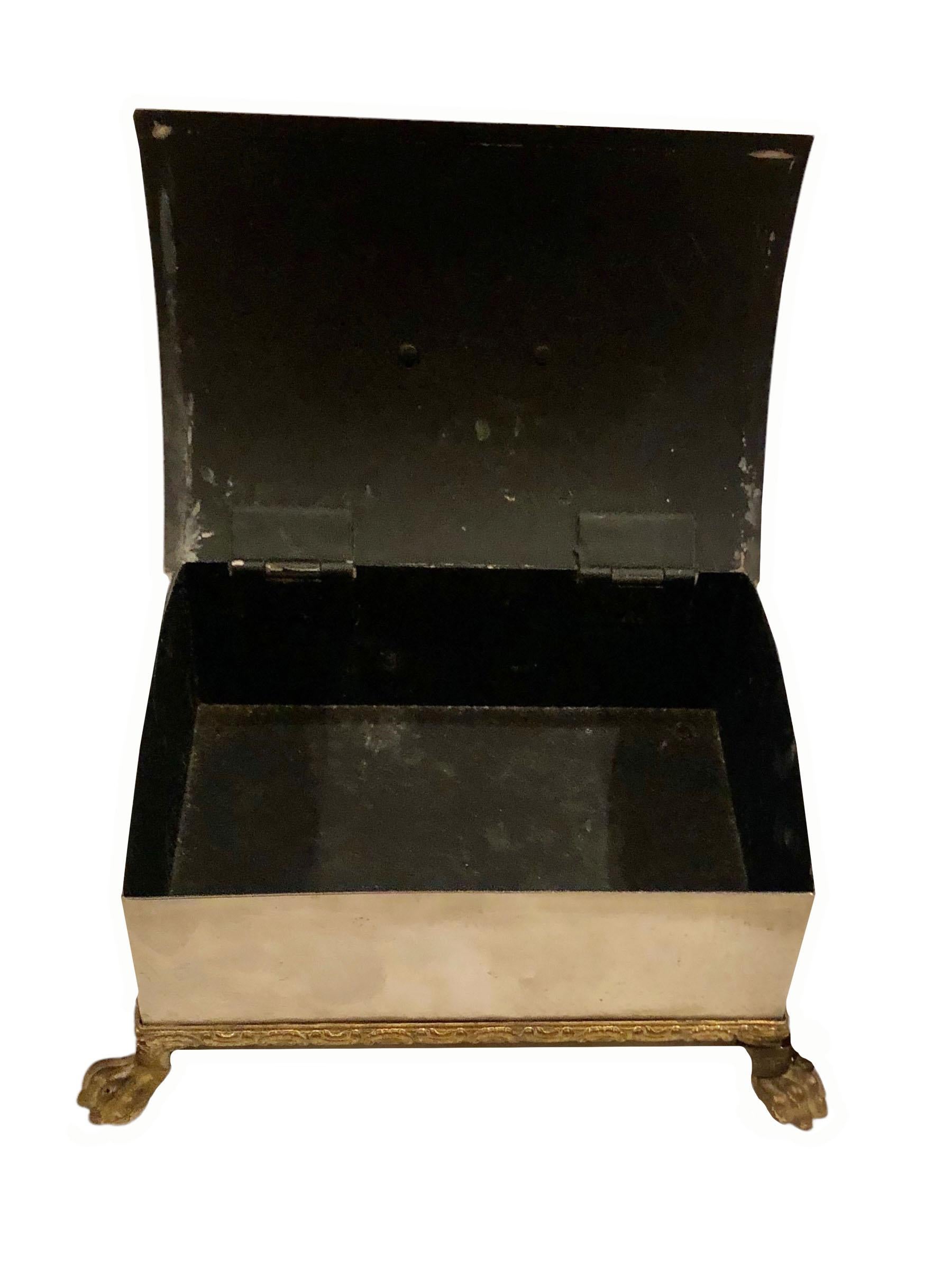 Mid-20th Century French Steel and Bronze Box For Sale