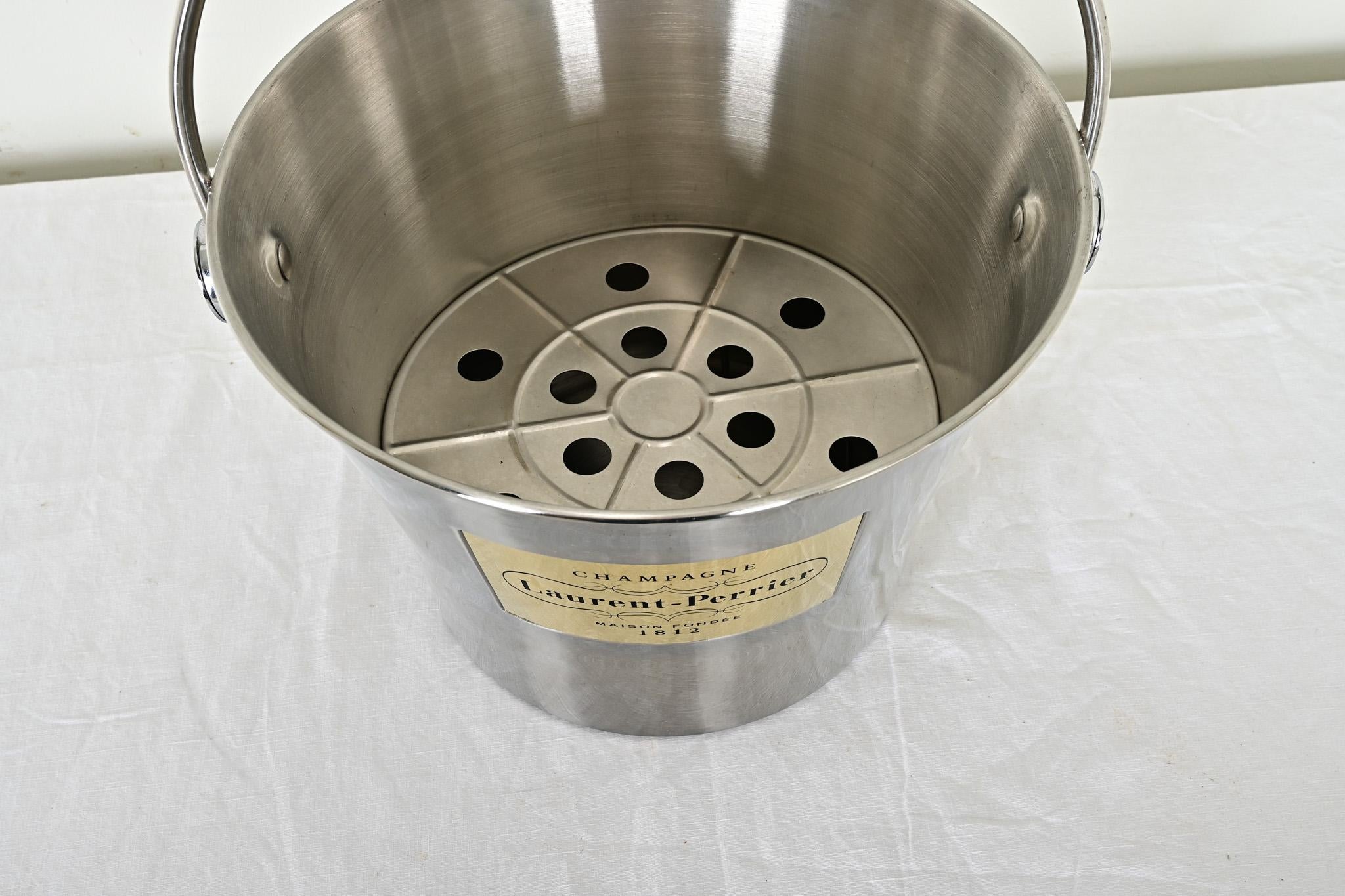 Champagnerkübel mit französischem Stahl- und Ledergriff im Zustand „Gut“ in Baton Rouge, LA