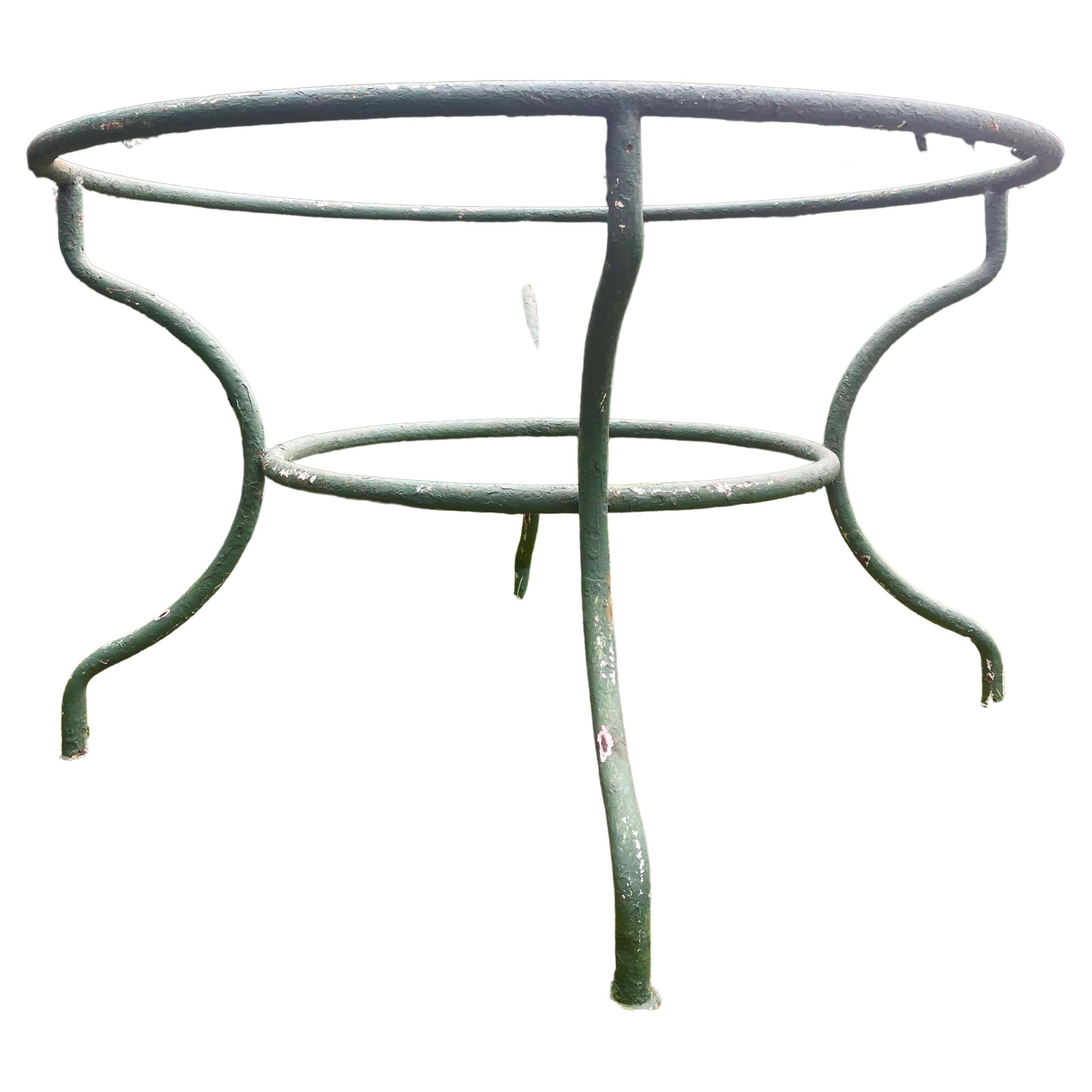 French Steel Round Table Base in Green Paint