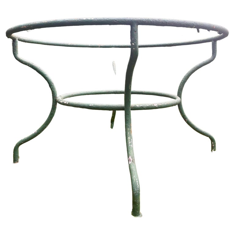 French Steel Round Table Base in Green Paint For Sale at 1stDibs