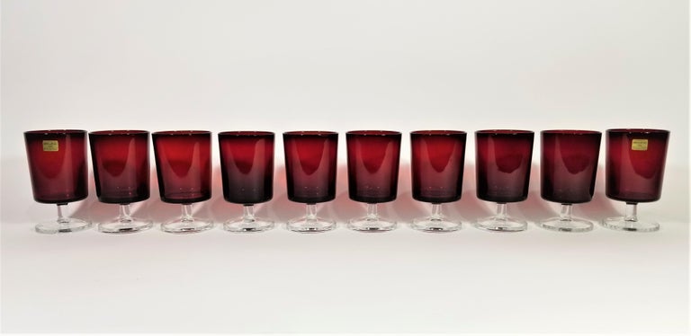Set of 8 Mid-Century Modern Wine Glasses in Red, 1960s For Sale at 1stDibs   mid century wine glasses, mid century modern wine glasses, 1960s wine  glasses